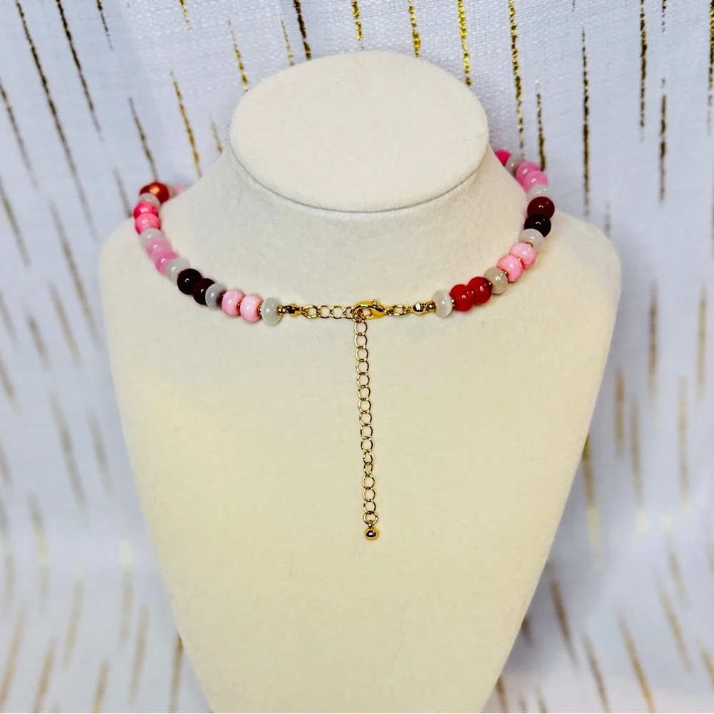 Atterri Semi-Precious Stone Heart Necklace | 15” + 3” Extender - Picture 5 of 6